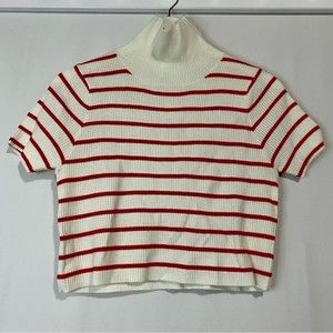 Callahan Red and White Striped Turtleneck Sweater